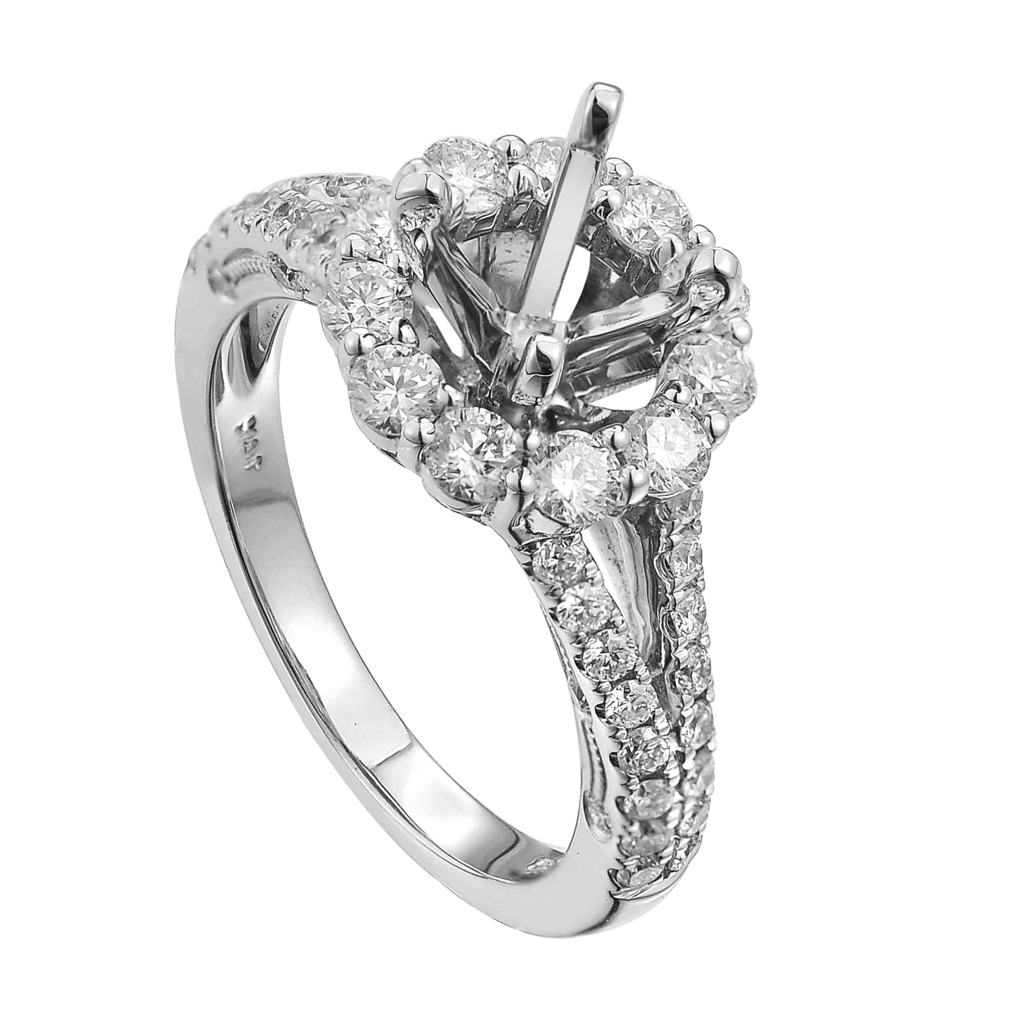 Diamond Engagement Ring Mounting 2.15 ct. 14K White Gold